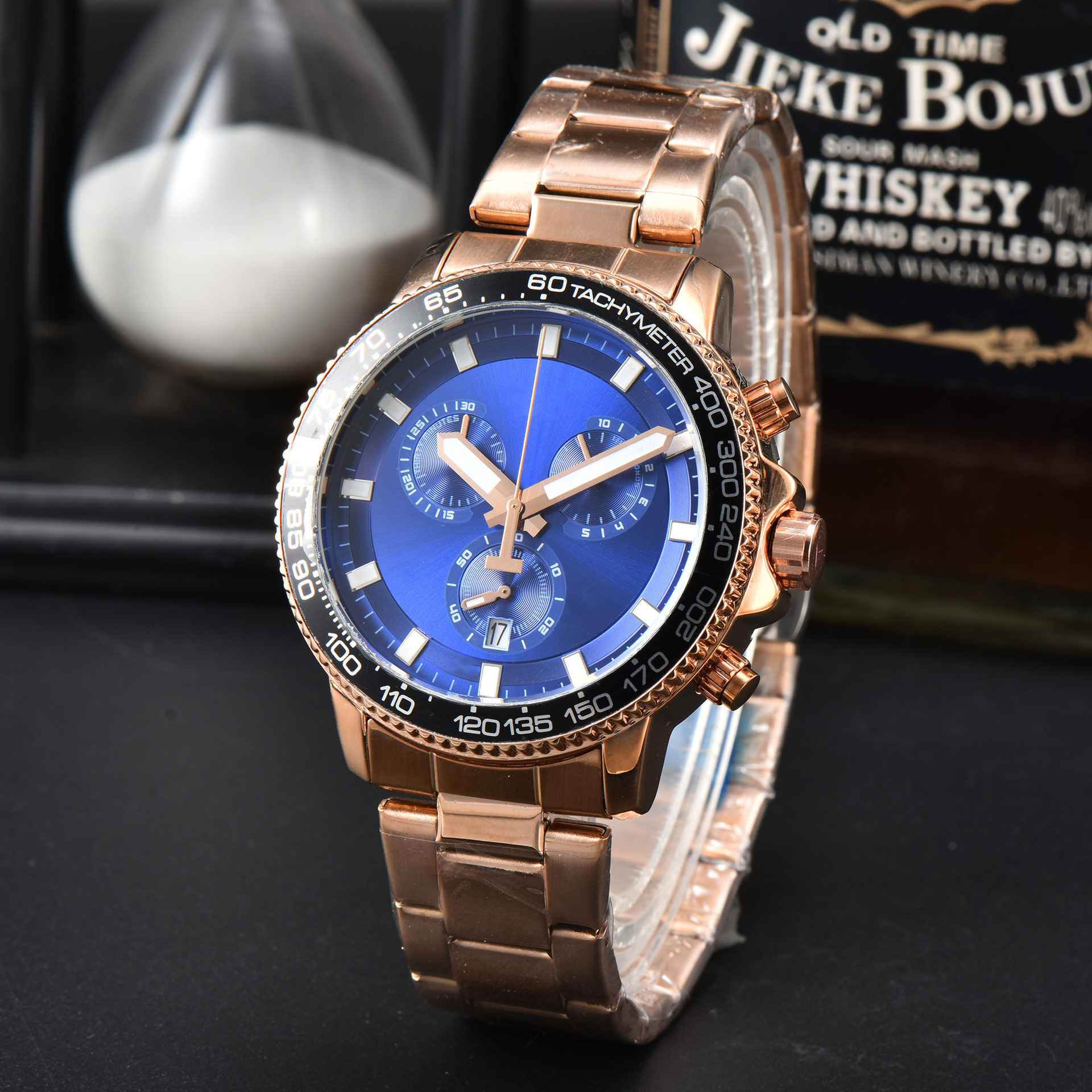 Multifunctional Fully automatic Men's Six Needle Full Function Quartz with Steel Band Timing Watch_voghion.com