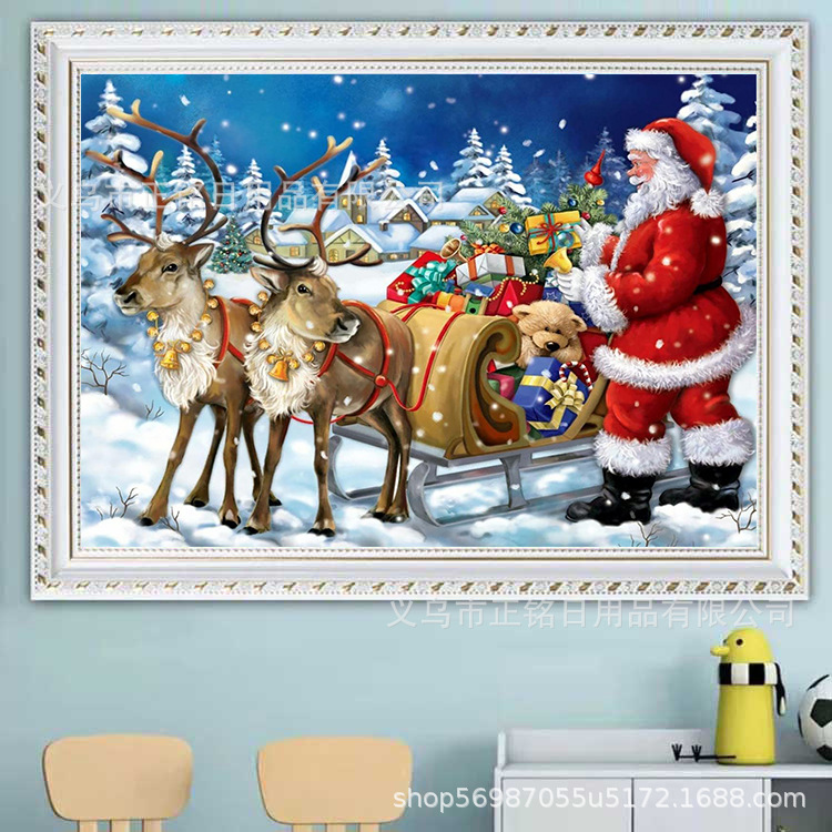 Nueva Navidad Diamante Pintura 5d Santa Claus Elk Muñeco de nieve Decoración Pintura colgante DIY Diamante completo Ventas directas de fábrica
