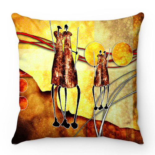 Oil painting African woman Super soft short plush throw pillow cover cushion living room sofa throw pillow decor set
