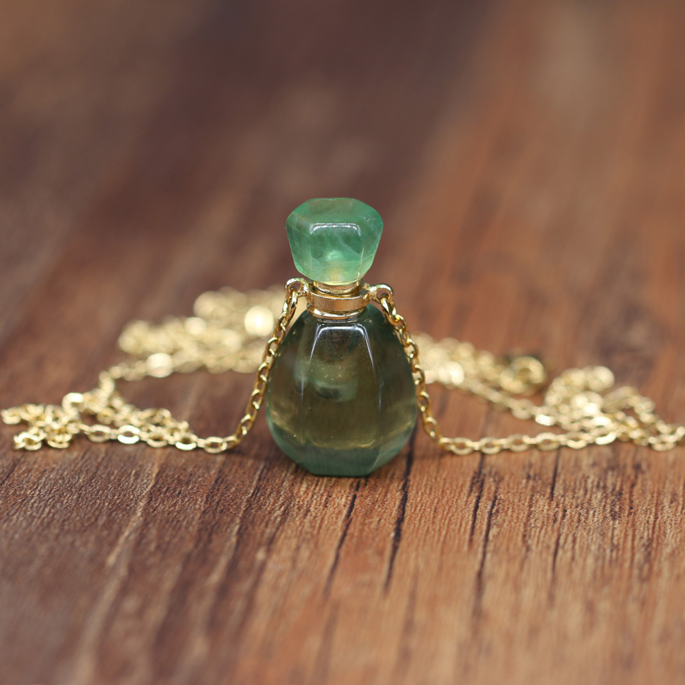 18g Weight Pendant Necklace Classification cable chain Chain Type 1 Piece Quantity Daily Occasion natural stone Material Perfume Bottle Pattern All Seasons Season Unisex Gender Classic Style Style Classic Style Perfume Bottle Natural Stone Cable Chain Pendant Necklace In Bulk 2