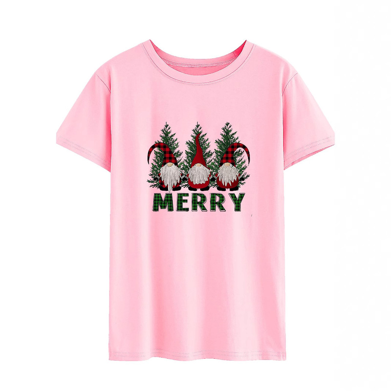 AliExpress Cross-border Christmas New Arrival Women's shirt Large Size Merry Christmas Tree Dwarf Women's Short-sleeved T-shirt