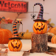 越境新品ハロウィン装飾品led笑顔カボチャ樹脂工芸品置物ホームガーデン装飾