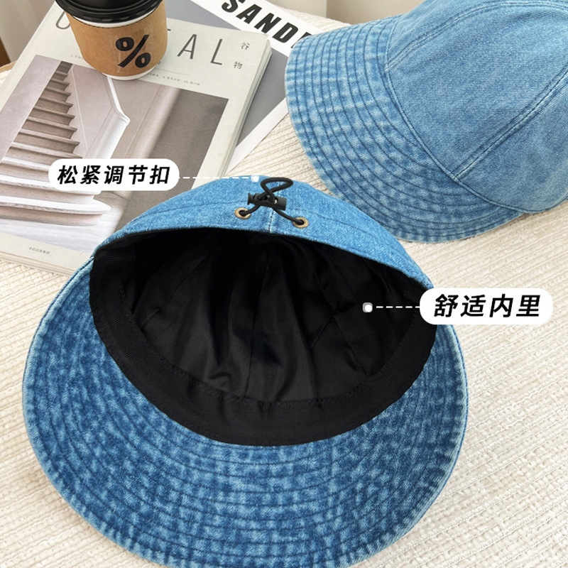 赵露思同款春秋季水洗牛仔蓝大檐鸭舌帽女防晒遮阳显脸小太阳帽子|undefined