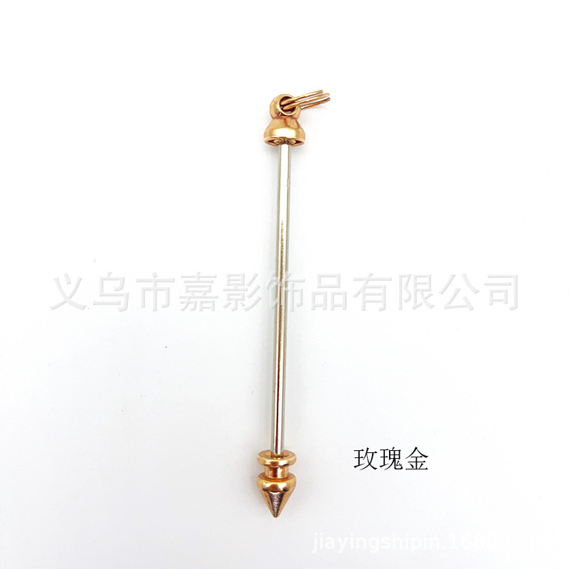 Cruz-Frontera de galvanoplastia metal multi-color Punta de bala remache de doble cabeza tornillo desmontable DIY con cuentas llavero colgante