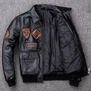 Air Force Pilot Leather Jacket G1 Sheepskin Genuine Leather Coat Bike Suit Men's Cotton Coat