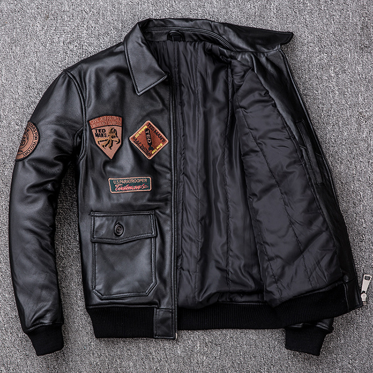 Air Force Pilot Leather Jacket G1 Sheepskin Genuine Leather Coat Bike Suit Men's Cotton Coat
