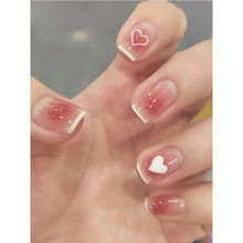 24pcs/box Fake Nails Press on Short Reusable with Designs Se