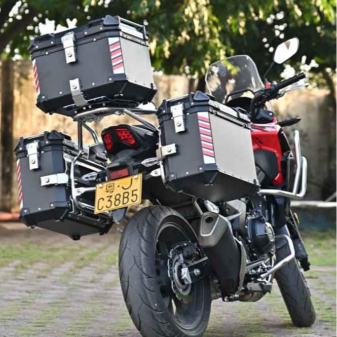 35L motocicleta universal aleación de aluminio caja lateral plana Negro/Plata Capacidad extendida de larga distancia de viaje de camping