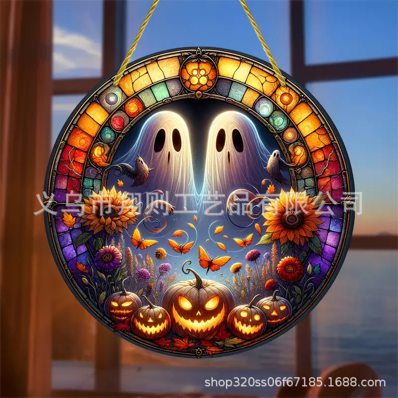 Transfronterizo serie de Halloween acrílico captador de sol artesanía decoración creativa colgante acrílico disco