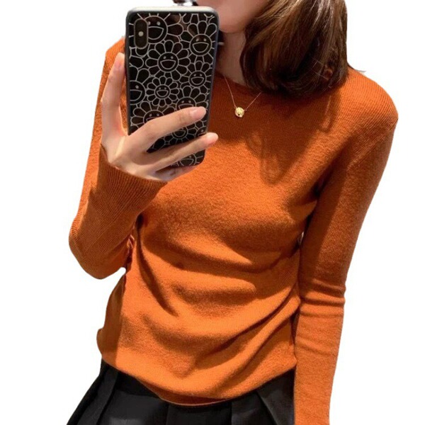 Solid color woolen base body-friendly autumn knitted sweater