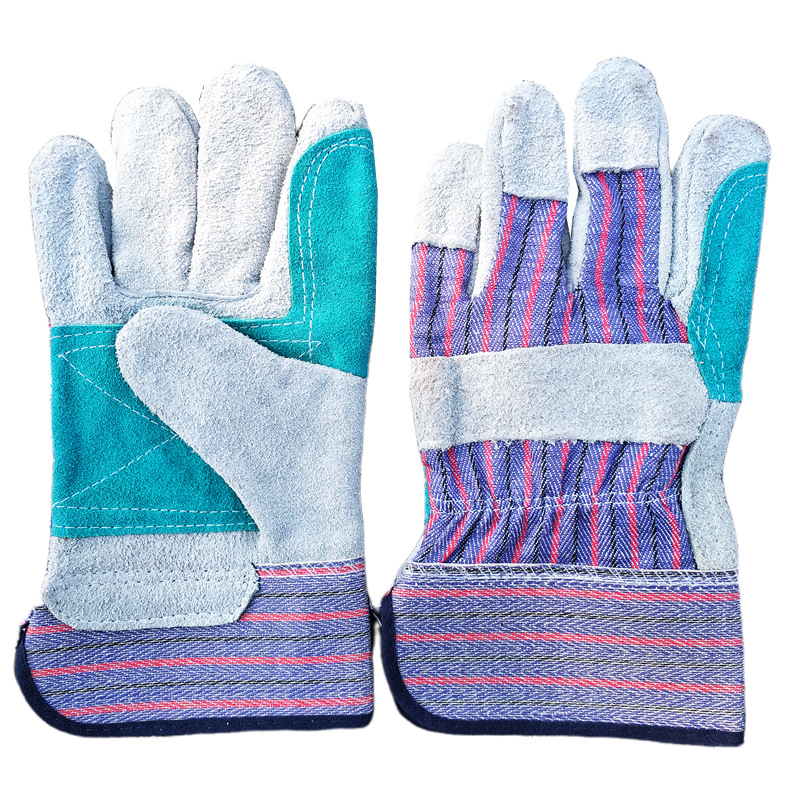 厂家直销AB级条纹本色牛皮加托手套电焊手套工作手套