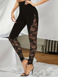 B 81107 Sexy hollow lace yoga pants �Ը��U���ٽz�٤ѝ