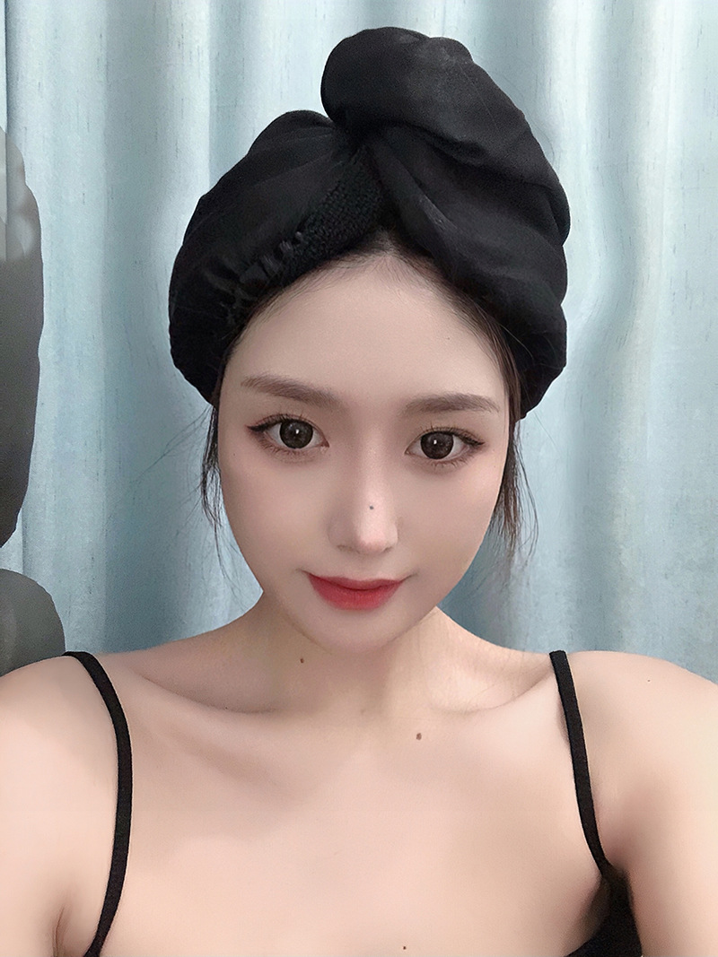 Imitated Silk Material Casual Solid Color Imitated Silk Hair-drying Cap