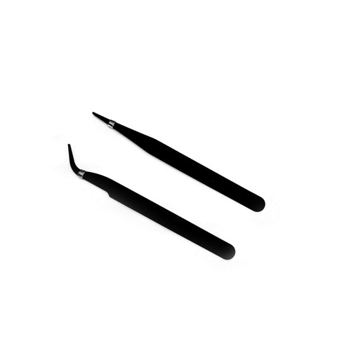 Anti-static tweezers 0.8MM thickness elbow straight head clamping tool stainless steel clip industrial distribution black tweezers