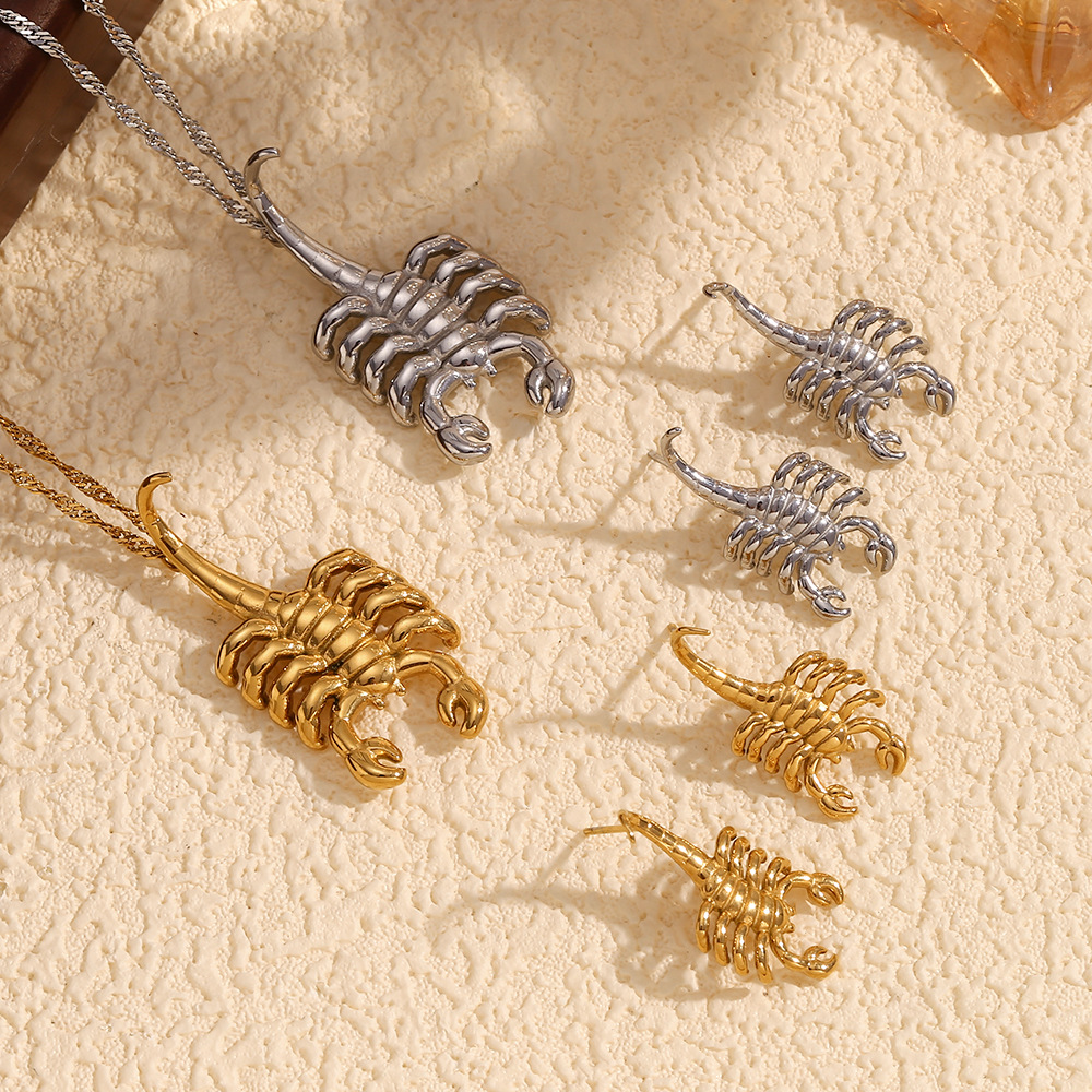 Scorpion Pendant Stainless Steel Necklace Earrings
