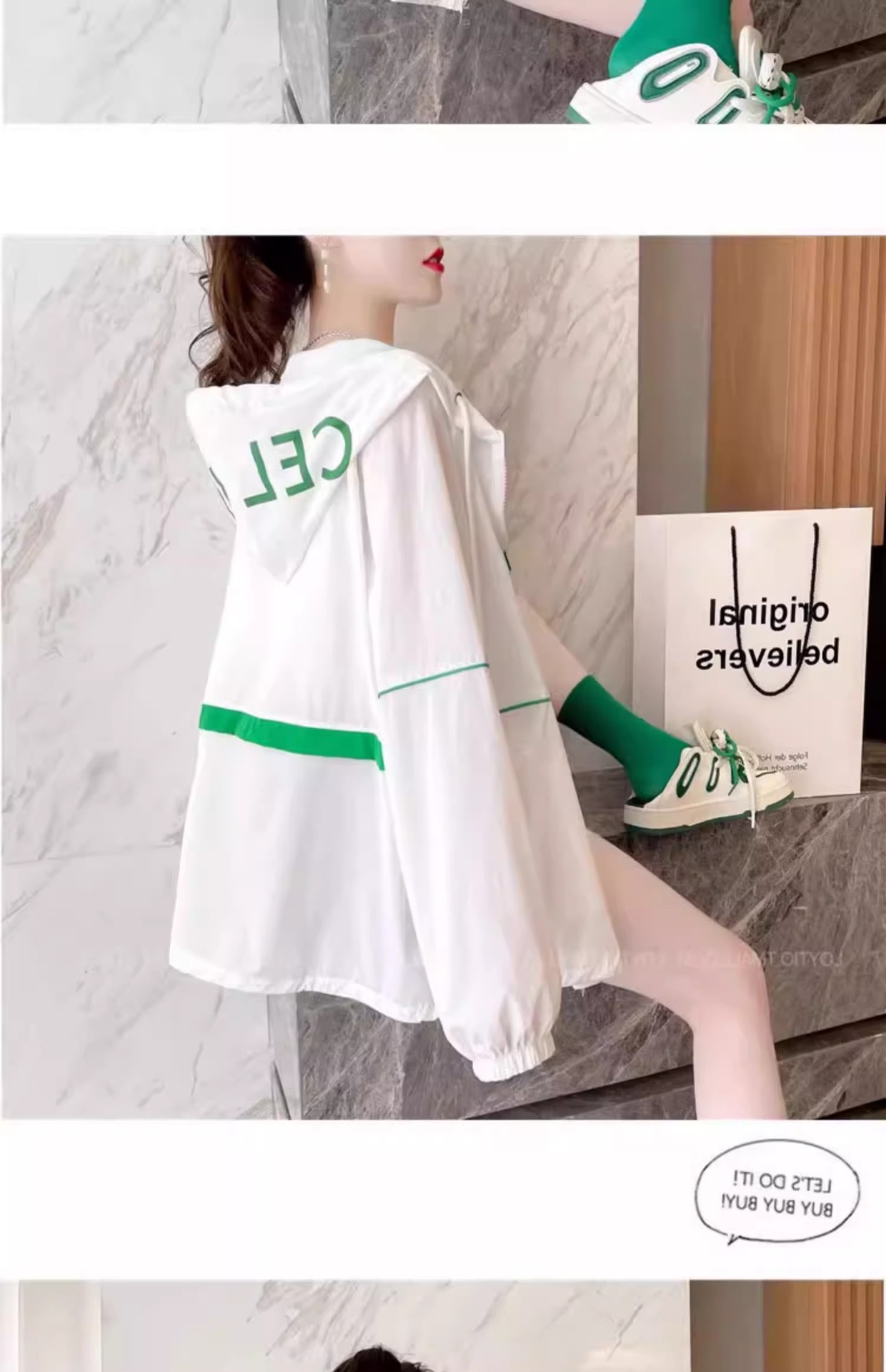 Áo chống nắng nữ dáng rộng có mũ, mỏng thoáng khí mùa hè, phong cách thể thao đa năng — Màu hồng chi tiết 5