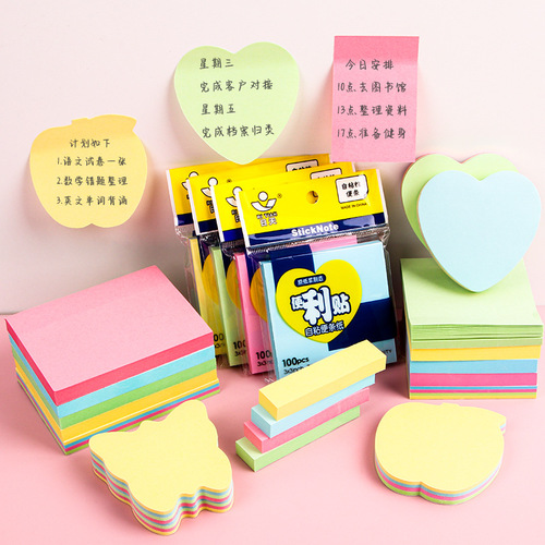 Cute sticky notes colorful office note paper tearable student creative N times sticky notes set message stickers