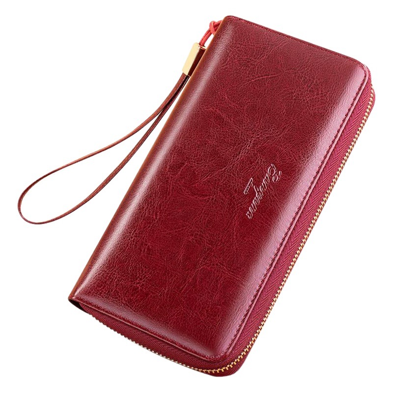 Women's Wallet, Long Style, 2026 New Model, Genuine Leather, Large Capacity, Integrated Zipper Clutch Bag, Can Hold Mobile Phone and Money