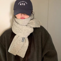 围巾女韩版百搭麻花纹百搭加厚护颈围脖防风披肩保暖学生情侣围巾