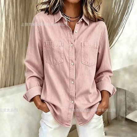 Cross-border 2025 Amazon Foreign Trade 3D Digital Print Valentine's Day Floral Collared Long Sleeve Button Women's Shirt Cross-border 2025 Amazon Foreign Trade 3D Digital Print Valentine's Day Floral Collared Long Sleeve Button Women's Shirt