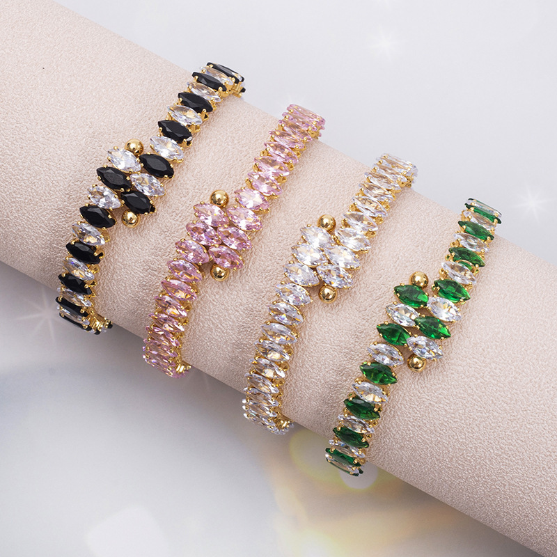 adjustable bracelet stainless steel with zircon