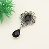 Ancient silver hollow lace pearl double crystal water droplet DIY material accessories alloy flower plate drilling pendant