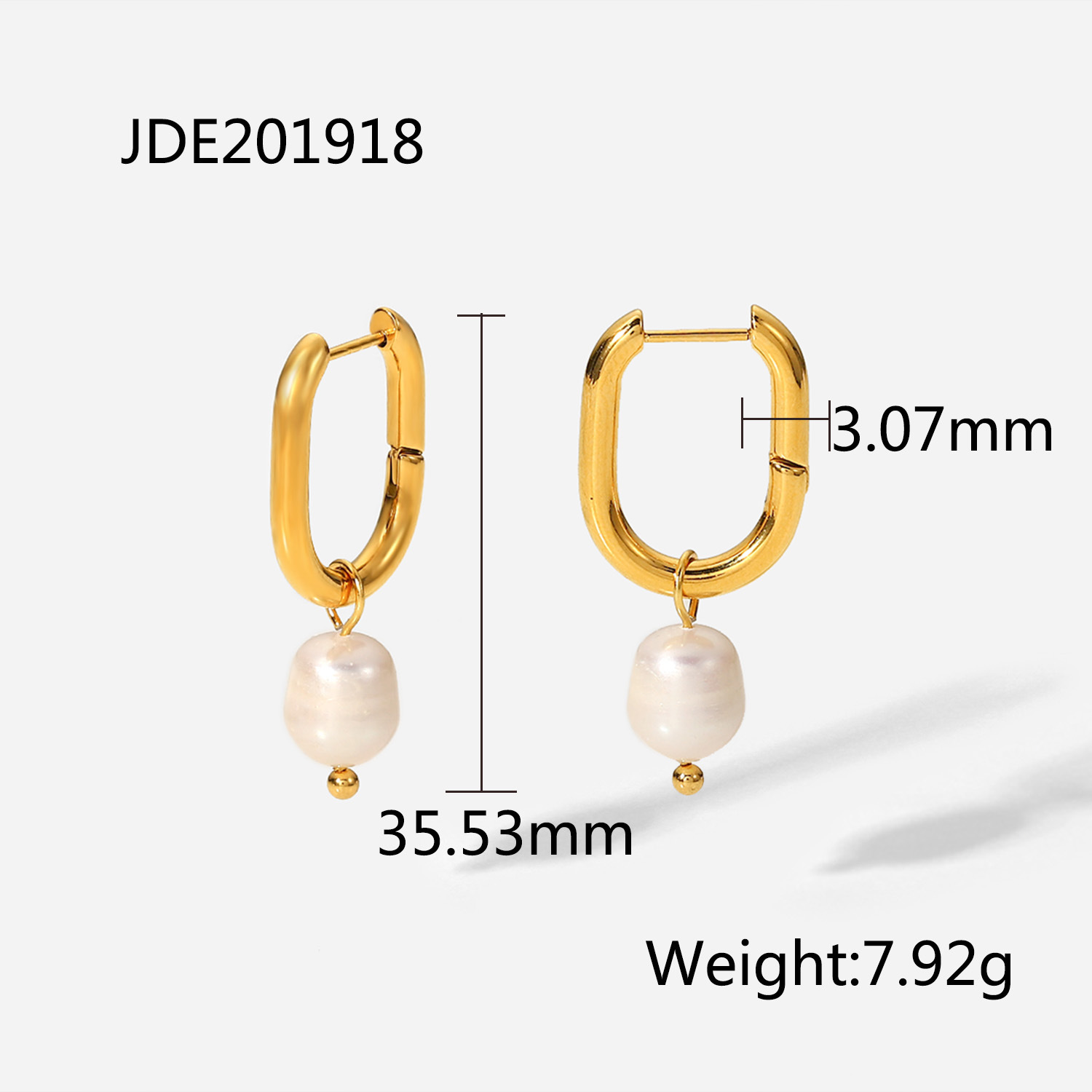 Elegant U Shape Stainless Steel Drop Earrings Pearl Gold Plated Stainless Steel Earrings display picture 4