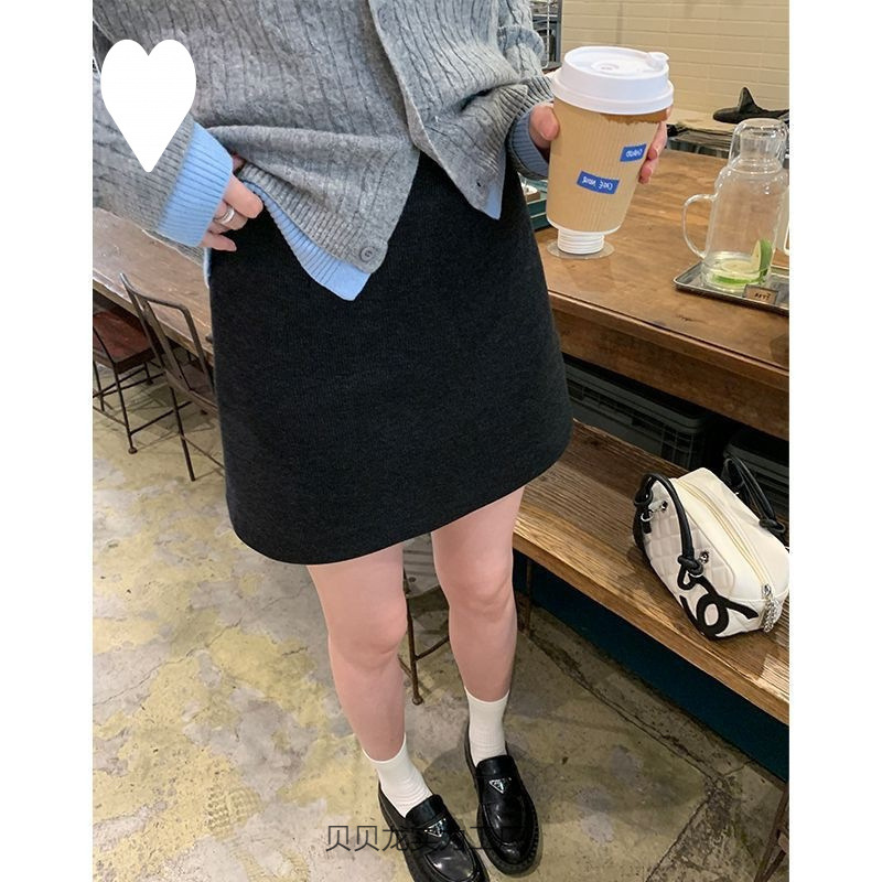 抗皱磨毛大长腿 醋酸含内衬字短裙女秋季黑色“通勤”“设计感”