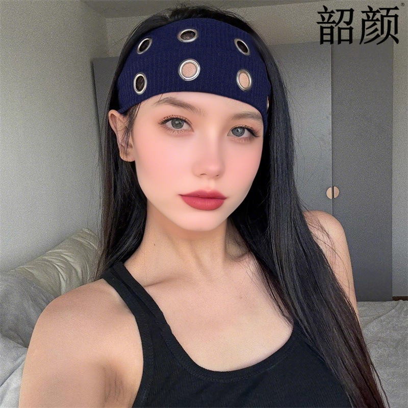 Hot Girls metal agujero redondo hueco elástico cinturón de cabello europeo y americano retro gótico punk rock festival tocado de moda