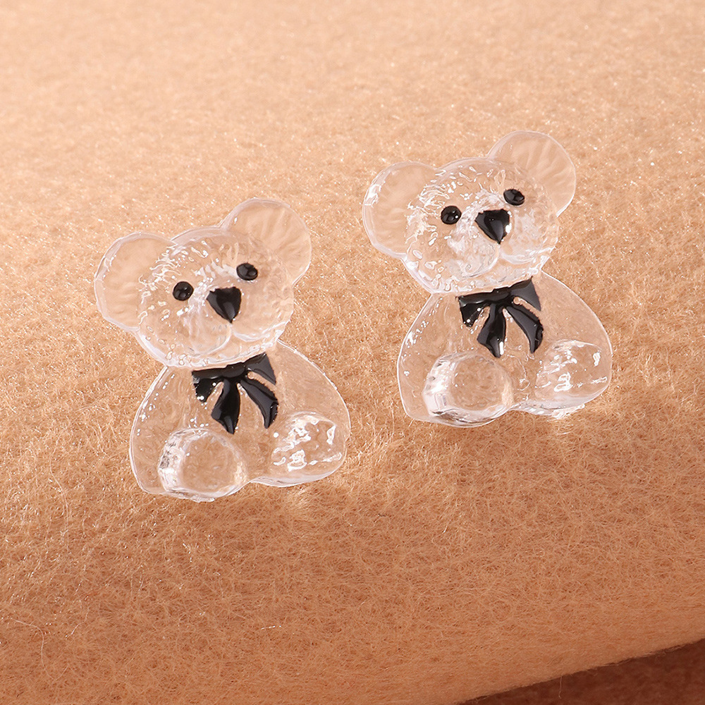 Wholesale Jewelry Cute Transparent Resin Bear Earrings Nihaojewelry display picture 5