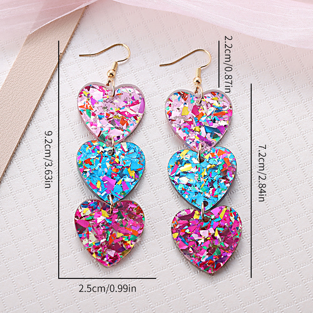 304 Stainless Steel Ear Needle Material 1 Pair Elegant Lady Romantic Heart Shape Arylic Drop Earrings