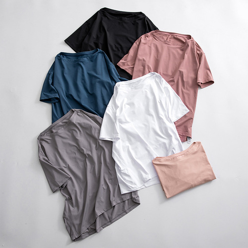 Cross-border same item yoga short-sleeved back in action loose sport top women's yoga cover-up