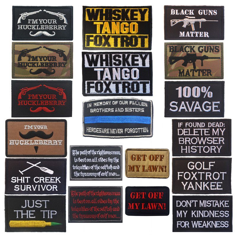 正义之路 精美刺绣魔术贴章 英文贴章布贴补丁绣花章士气章