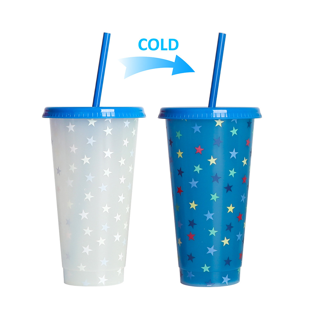 Spot transfronterizo de 710ml taza de plástico de color frío de gran capacidad PP taza de té con leche bebida fría con taza de paja con fábrica de inspección NBCU