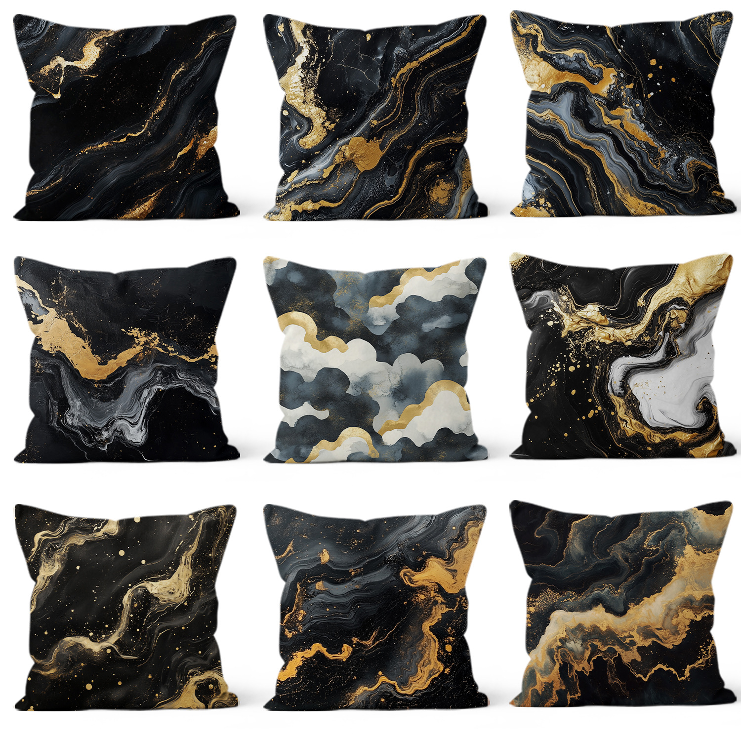 Luz de lujo blanco y negro impresión dorada almohada de estampado sofá dormitorio cama de cabecera almohada sin cojín central de automóvil