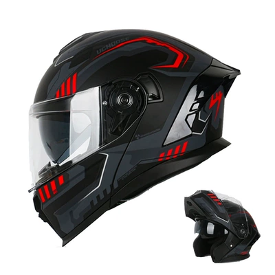 Motosiklet kaskı (dəbilqə): Cool Anti-Fog Electric Vehicle Riding - matt-black-evolves-into-red-s