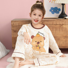 卡皮巴拉睡衣女童春秋季纯棉长袖圆领宝宝卡通中童女孩家居服套装