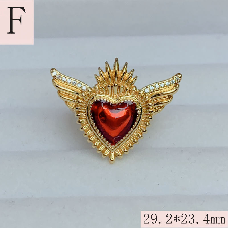 Wholesale Jewelry Vintage Style Heart Shape Copper Zircon Enamel Open Rings display picture 9