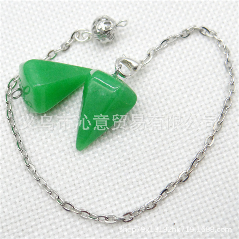 Venta caliente ágata natural cristal piedra preciosa cono hexágono cono colgante DIY cristal colgante espíritu péndulo