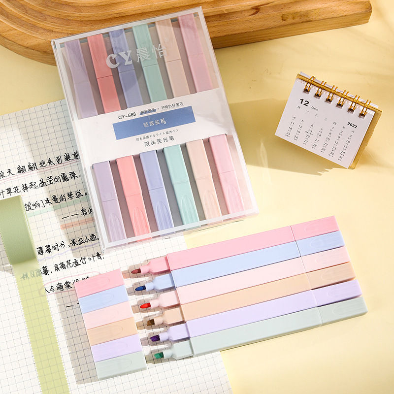 Pluma fluorescente al por mayor Morandi color traje mano cuenta pluma estudiante clave marca número color cabeza suave pluma fluorescente en caja