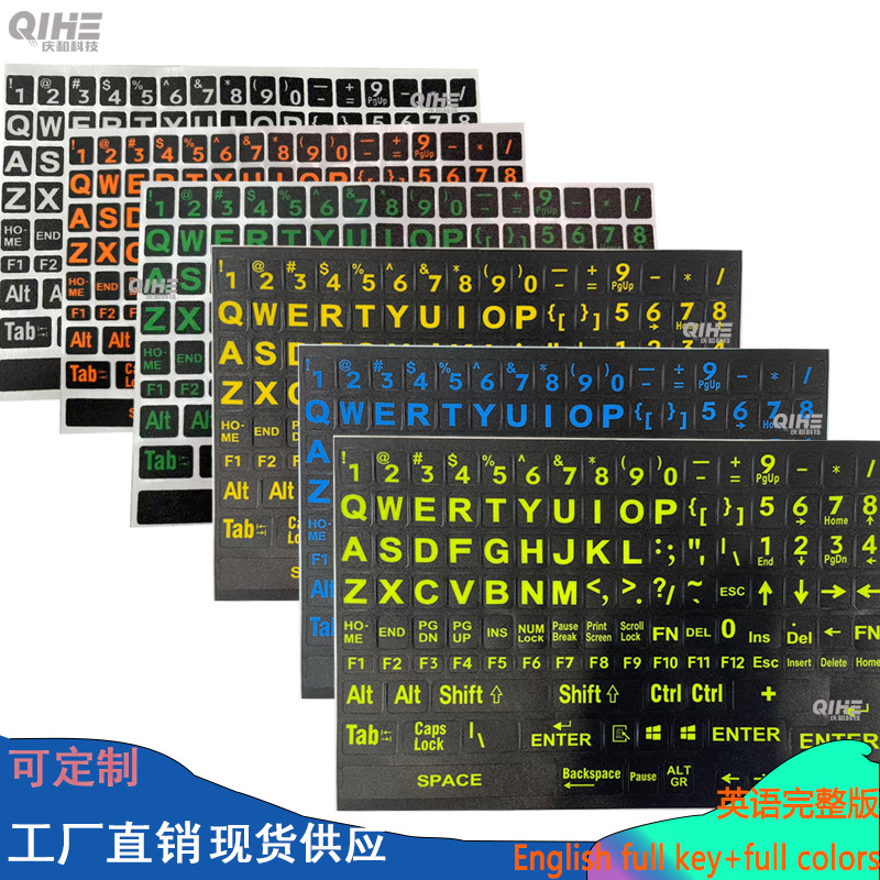 Full English Version, Colored Full Keyboard, Notebook with Numeric Keypad, English Sticker (Adhesive Sticker)