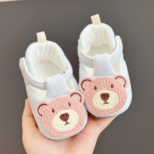 Spring and Autumn Baby Toddler Shoes 0-1 Years Old 3-6 Months Soft Bottom Cotton Cartoon Newborns Don't Lose Shoes for 100 Days
