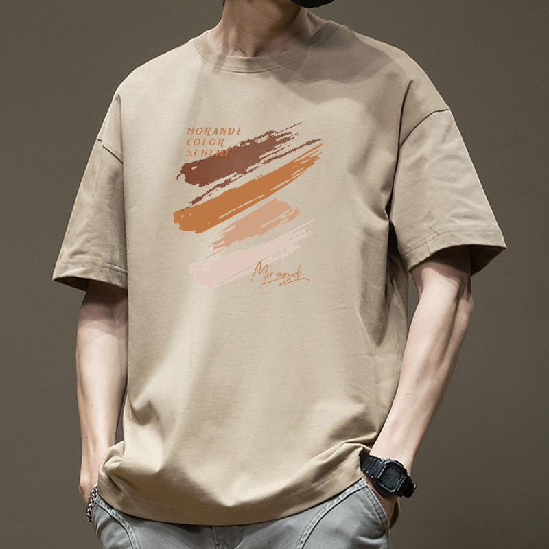 200 グラムヘビーウェイト純綿日本製半袖 Tシャツメンズ夏の新しいトレンディなルーズボーイズメンズ半袖 Tシャツトップ|undefined