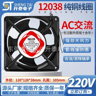 交流12CM銅芯雙滾珠 12038DP200A散熱風扇 排風扇焊錫排煙 220V