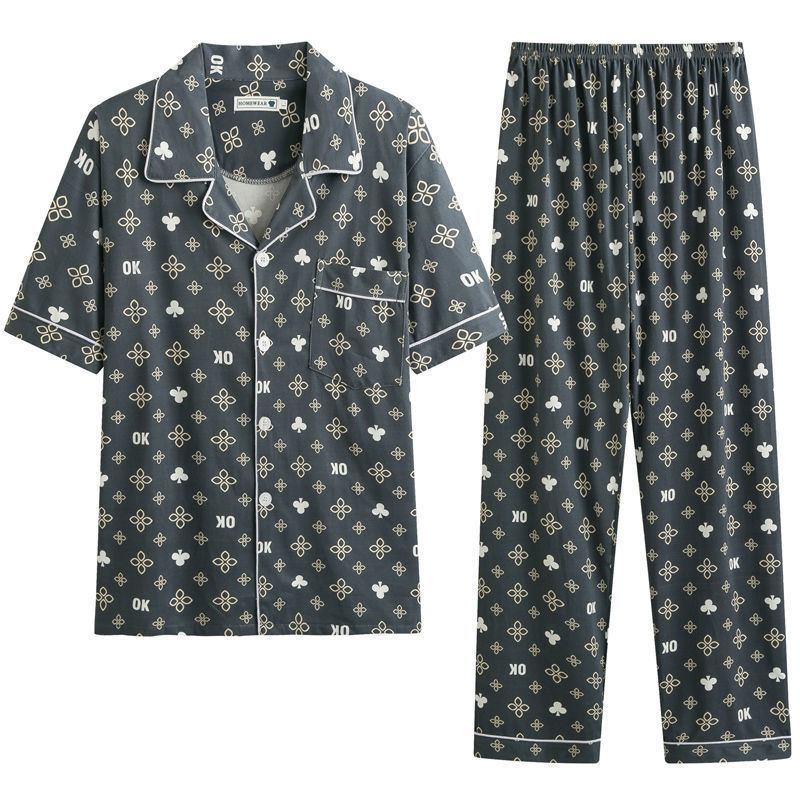Pijamas de verano de los hombres pantalones de manga corta de algodón Delgado de los hombres de verano casual más el tamaño de media manga homewear traje