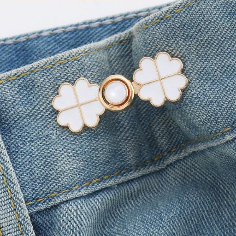 Nail-Free Removable Waist Buckle Pair, Flat-Bottom Seamless Buttons for Pants & Skirts, Assorted Designs
