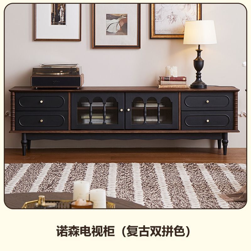 法式复古实木电视柜小户型客厅家用视听柜落地收纳储物柜茶几组合|undefined