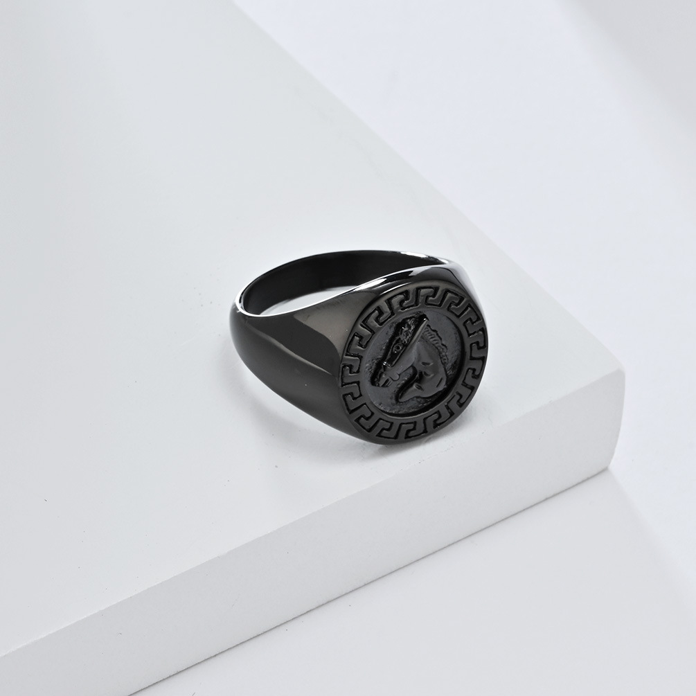 Solid Color Pattern Retro Solid Color 304 Stainless Steel Polishing Men's Rings Men Signet Rings