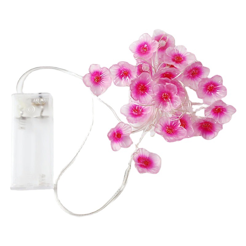 2024 transfronterizo caliente LED lámpara de alambre de cobre lámpara de forma de flor Cadena de melocotón flor de cerezo lámpara Cadena de vacaciones Lámpara decorativa cadena