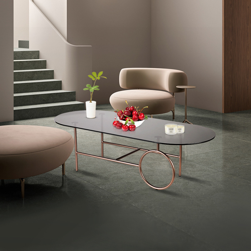 Light luxury modern minimalist living room irregular circular coffee…